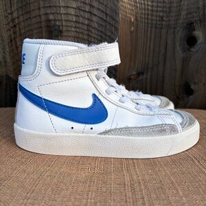 Nike Toddler Boys Girls 10.5C Blazer Mid '77 Blue White Leather Strap Fastening